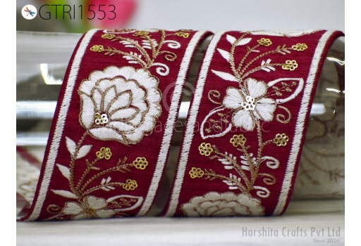 9 Yard Embroidered Fabric Trim Indian Embellishment Saree Ribbon Sewing Crafting Embroidery Border Wedding Dress Trimmings Cushion Covers