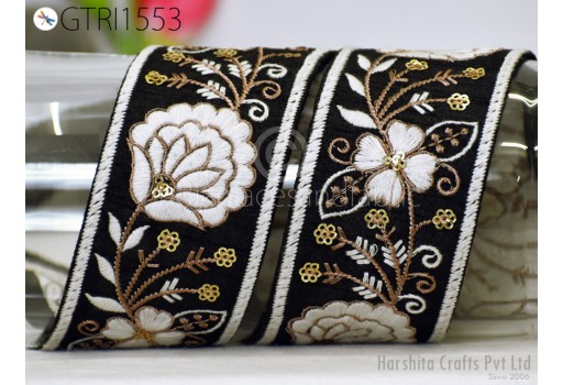 9 Yard Embroidered Fabric Trim Indian Embellishment Saree Ribbon Sewing Crafting Embroidery Border Wedding Dress Trimmings Cushion Covers