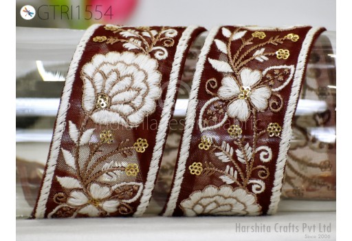 Embroidered Fabric Trim By 3 Yard Indian Embellishment Saree Ribbon Sewing Crafting Embroidery Border Wedding Dress Trimmings Cushion Covers