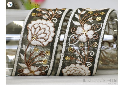 Embroidered Fabric Trim By 3 Yard Indian Embellishment Saree Ribbon Sewing Crafting Embroidery Border Wedding Dress Trimmings Cushion Covers