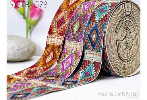 Indian Trim By 3 Yard Sari Border DIY Crafting Ribbon Sewing Fabric Embroidered Decorative Costumes Cushion Curtain Home Decor Trimming