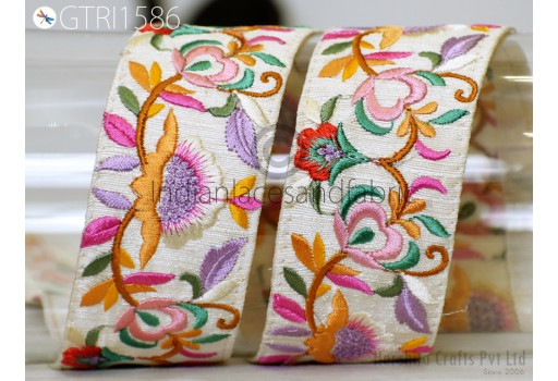 Indian Ribbons Trim By The Yard Sari Border Crafting Sewing Embroidered Decorative Costumes Cushion Curtain Home Decor Trimmings Headband