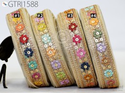 9 Yard Sewing Embroidered Fabric Trim Gift Wrapping Ribbons Embellishment DIY Crafting Border Indian Embroidery Cushions Laces Home Decor