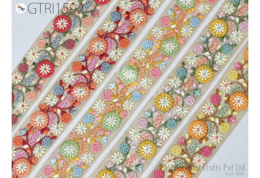 Embroidery Fabric Trim by the yard Embellishment Sari Ribbons Sewing Crafting Embroidered Border Indian Trimmings Cushions Laces Home Decor