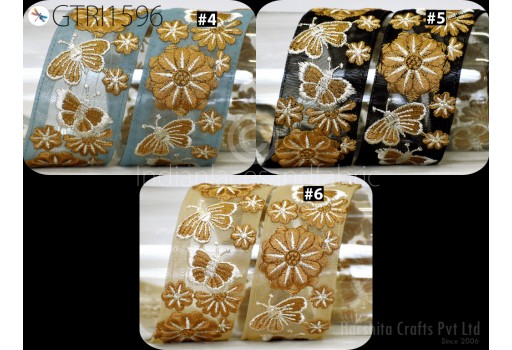 9 Yard Embroidered Fabric Trim Decorative Embroidery Ribbon Embellishments DIY Crafting Sewing Saree Indian Sari Border Home Decor Bags