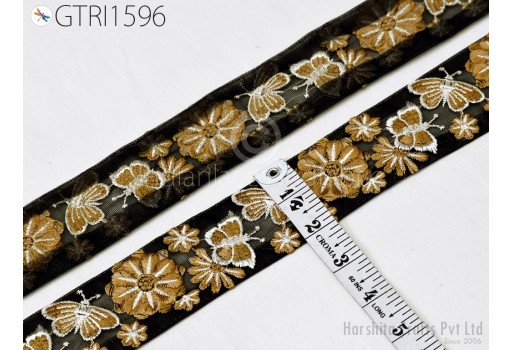 Embroidered Fabric Trim By the Yard Decorative Embroidery Ribbon Embellishments DIY Crafting Sewing Saree Indian Sari Border Home Decor Bags
