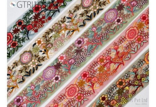 Indian Embroidered Ribbon Bird Fabric Trim by 3 Yard Sari Border Saree Trimming Sewing Dress Cushions Embroidery Crafting Laces Home Decor