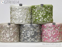 9 Yard Floral Embroidered Ribbon Trim Crafting Indian Sari Embroidery Saree Border Cushions Home Sewing Clothing Trimmings Embellishment