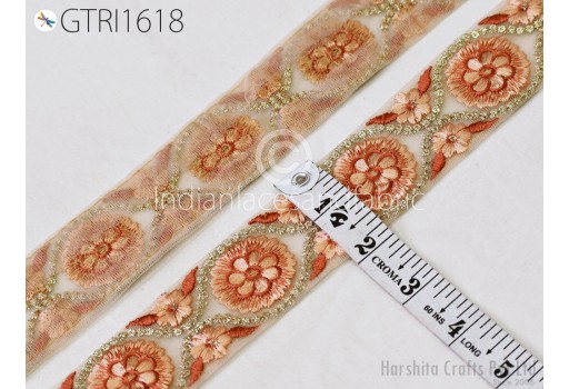 3 Yard Embroidery Fabric Trim Indian Sewing Embellishment Embroidered Saree Ribbon Crafting Border Wedding Dress Trimmings Cushion Covers