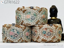 9 Yard Indian Scallop Edge Embroidery Trim  Embroidered Saree Ribbon Cushions Cover Sewing Crafting Tape Curtains Headbands Sari Border
