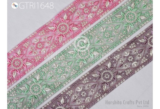 9 Yard Indian Ribbon Fabric Trim Embroidered Embellishment Embroidery Dresses Cushions DIY Crafting Sewing Sari Border Wedding Saree Tapes