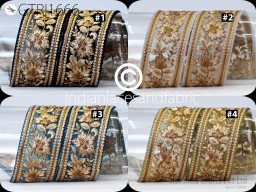 Indian Embroidered Trim By The Yard Saree Ribbon Cushions Sewing Crafting Sari Border Embellishments Embroidery Trimmings Curtains Headbands