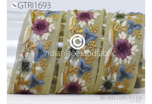 9 Yard Indian Embroidered Fabric Trim Embroidery Cushions DIY Crafting Sari Border Wedding Saree Sewing Dress Embellishment Ribbon Trimming