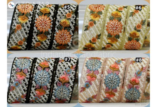 9 Yard Indian Embroidered Fabric Trim Sari Border Cushions DIY Crafting Wedding Saree Sewing Embroidery Dress Embellishment Costume Ribbon
