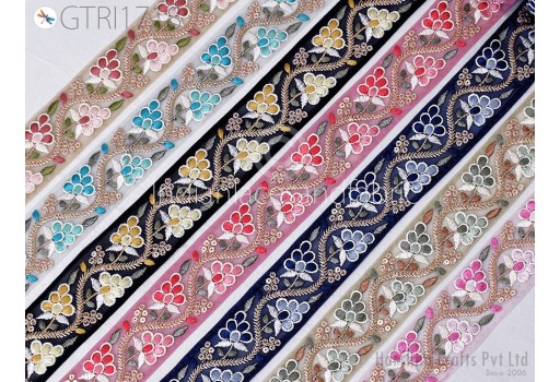 Indian Fabric Trim By The Yard Sari Border Crafting Ribbon Sewing Embroidered Decorative Cushions Curtain Home Decor Trimming Embellishments