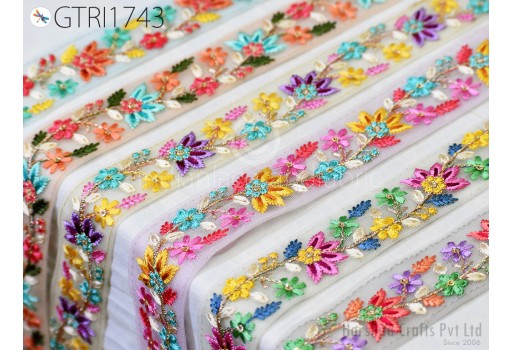 2 Yard Embroidery Fabric Trim Decor Cushion Covers Embellishment Embroidered Saree Ribbon Sewing Crafting Border Indian Wedding Dresses Tape