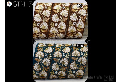 9 Yard Indian Sari Embellishments Embroidery Trim Embroidered Saree Ribbon Cushions Sewing Crafting Trimmings Curtains Headbands Border