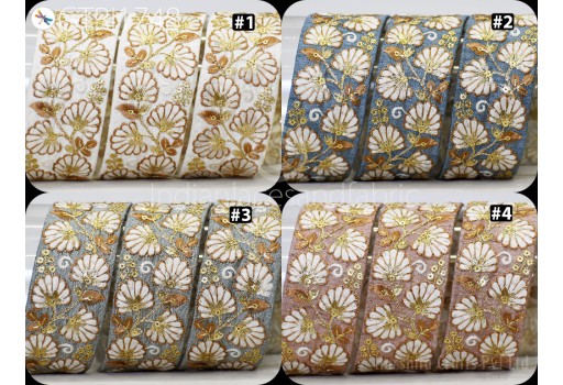 9 Yard Indian Sari Embellishments Embroidery Trim Embroidered Saree Ribbon Cushions Sewing Crafting Trimmings Curtains Headbands Border
