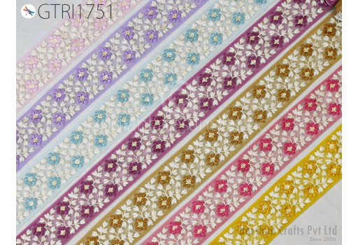 Embroidery Fabric Trim By 3 Yard Cushion Covers Embellishment Embroidered Saree Ribbon Sewing Crafting Border Indian Wedding Dress Trimmings