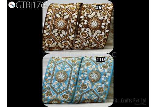 Indian Embroidered Fabric Trim by 3  yard Drapery Embellishments Saree Tape Decorative Ribbon DIY Crafting Sewing Beach Bags Sari Border