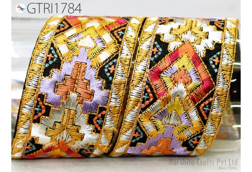 9 Yard Indian Embroidered Trim Embellishment Sari Border Embroidery Saree Ribbon Cushions Home Décor Sewing Clothing Costumes Trimmings, Decorative Trim