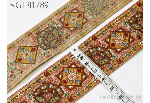 Indian Embroidered Trim By 3 Yard Embroidery Saree Ribbon Sewing Embellishment Costumes Accessories DIY Crafting Border Wedding Trimmings