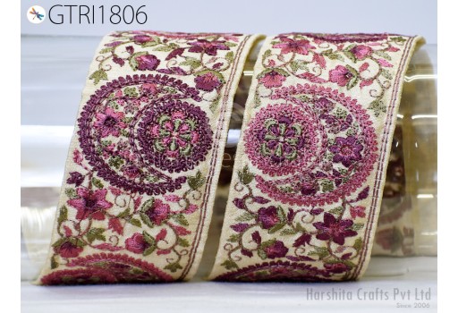 Indian Embroidery Sari Trim By 3 Yard Embroidered Wedding lehenga Border Saree Cushions Cover Sewing Crafting Curtains Headbands Ribbon