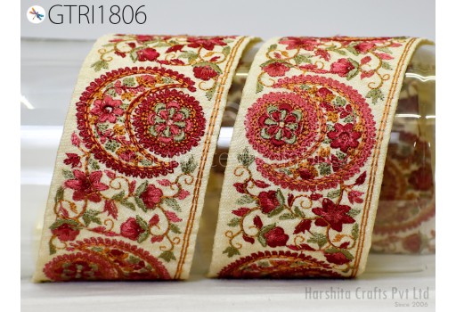 Indian Embroidery Sari Trim By 3 Yard Embroidered Wedding lehenga Border Saree Cushions Cover Sewing Crafting Curtains Headbands Ribbon