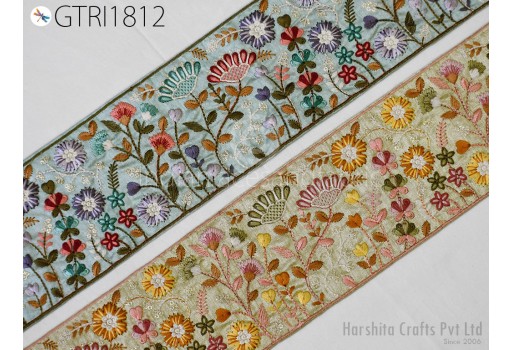 Embroidered Fabric Trims By 3 Yard Indian Embroidery Sari Border Laces Ribbon Decorative Sewing Craft Saree Dresses Trimmings Home Decor