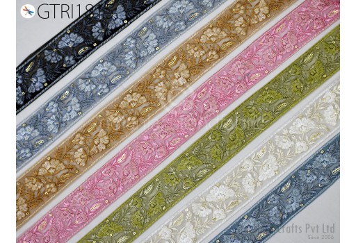 9 Yard Indian Sari Embellishments Embroidery Trim Dresses Embroidered Saree Ribbon Cushions Sewing Crafting Trimmings Curtains Headbands Border