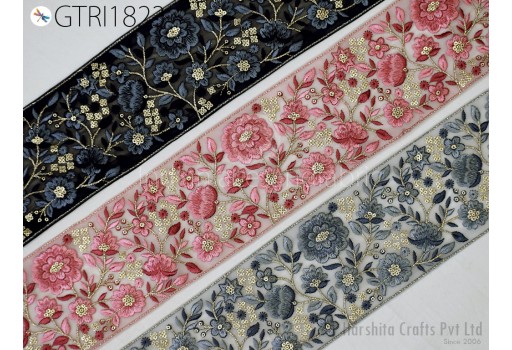 Embroidery Fabric Trims By 3 Yard Indian Sari Border Embroidered Laces Ribbon Decorative Sewing Craft Saree Dresses Trimmings Home Decor.