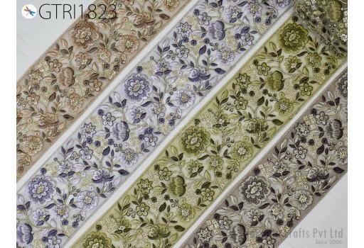 Embroidery Fabric Trims By 3 Yard Indian Sari Border Embroidered Laces Ribbon Decorative Sewing Craft Saree Dresses Trimmings Home Decor.