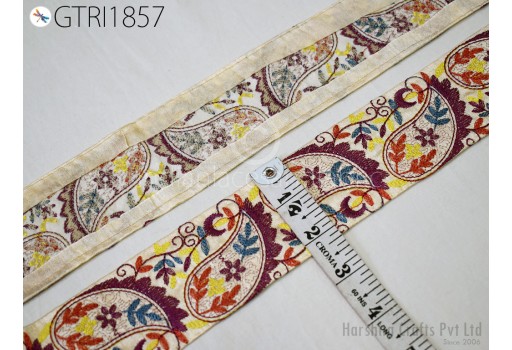 Embroidered Fabric Trim By 3 Yard Embroidery Embellishment Sewing Costume Cushion DIY Ribbon Sewing Crafting Border Indian Wedding Dress Lace