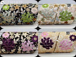 Embroidered Fabric Trim By 3 Yard Indian Embroidery Sari Border Crafting Saree Sewing Decorative Beach Bag Cushions Trimmings Ribbons Tape