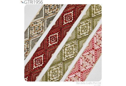 9 Yard Embroidered Fabric Sewing Trim Embellishment Sari Gift Wrapping Ribbons DIY Crafting Border Indian Embroidery Cushion Lace Home Decor