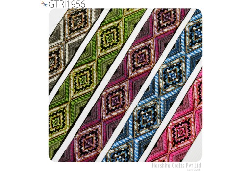 9 Yard Embroidered Fabric Sewing Trim Embellishment Sari Gift Wrapping Ribbons DIY Crafting Border Indian Embroidery Cushion Lace Home Decor