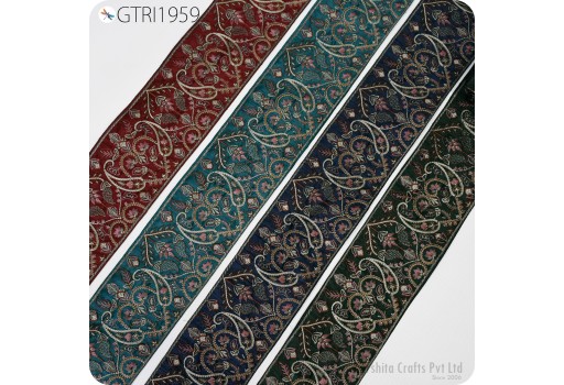 3 Yard Embroidered Fabric Trims Indian Embroidery Sari Border Laces Ribbon Decorative Sewing Craft Saree Dresses Trimmings Home Decor 