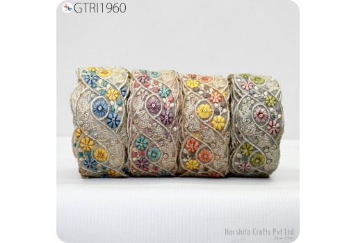 9 Yard Indian Fabric Trim Sari Border Crafting Ribbon Sewing Embroidered Decorative Cushions Curtain Home Decor Trimming Embellishments 