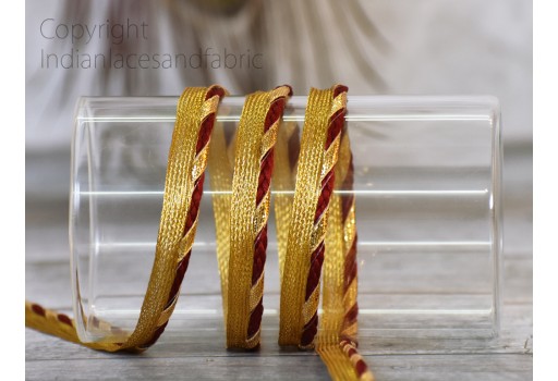 9 Yard Indian Gold Twisted Braided Edge Lip Cord Trims for dupatta Upholstery Edging Embellishment Sewing Trimmings Decorative indian crafting wedding wear gown Piping Tapes