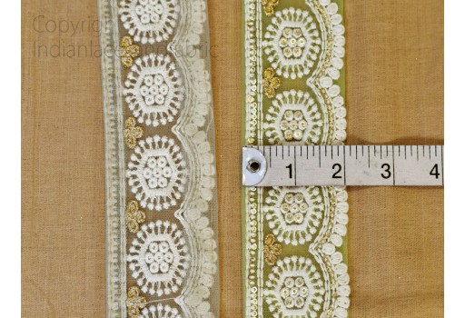  Decorative Embroidered Saree Border Wedding Sari Borders Cushions cover Crafting Trim by 3 yard Hat Making Tape Embellishments Indian Wear Lace Decorative Costume Trimming Garment Accessories