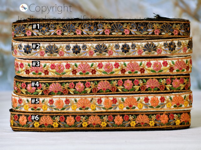 9 Yard embroidered sewing trim saree border decorative shoe making crafting ribbon Indian embroidery kurti lace wedding decor tape sari border décor table runner trimmings