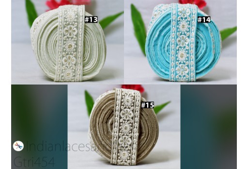 9 Yard Indian Sari Border Embroidered Decorative dupatta Trim DIY Crafting Wedding Saree Sewing Tape Embroidery Dress Trimming jewelry making Pillow Cushion Covers lace Garment Clothing Costume ribbon