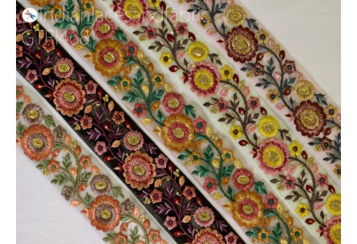 Indian embroidered sari tape embellishments embroidery lehenga making trim by 3 yard saree ribbon home décor sewing crafting cushions curtain cover border Indian gown trimming 