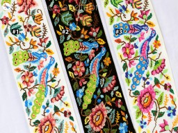 9 Yard Cross Stich Embroidered Peacock Indian Trim Bridal Sari Border DIY Crafting Sewing Embellishments Ribbons Supplies Christmas Saree Trimming Home Décor Lace