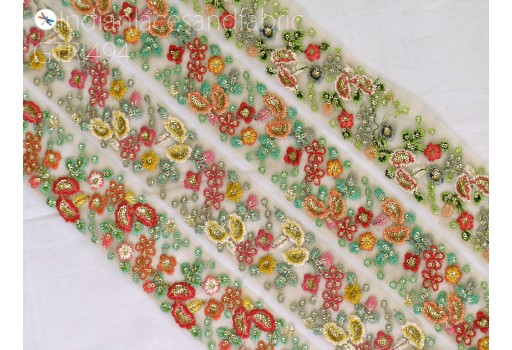 Indian embroidery trim by 3 yard embroidered saree ribbon sewing crafting cushions cover tape sari embellishments trimmings home décor table runner border clothing accessories 