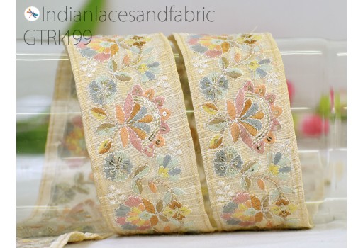 9 Yard Decorative Dupatta lace Indian Floral Embroidered Trim Sari Embellishments bridal belt Border Saree DIY Crafting Ribbon Cushion Home Décor table Runner Cover Trimming