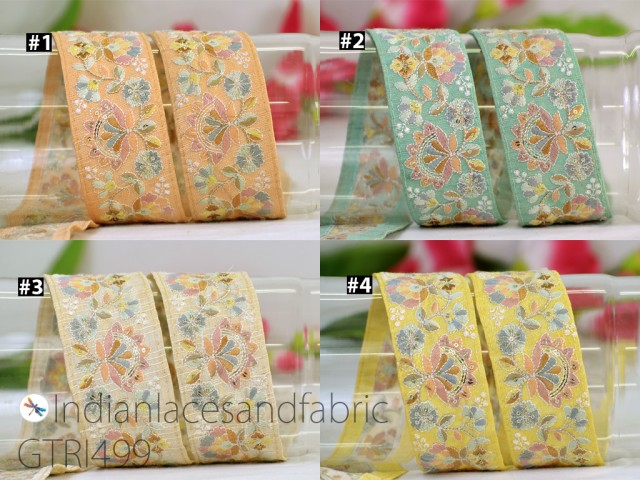 9 Yard Decorative Dupatta lace Indian Floral Embroidered Trim Sari Embellishments bridal belt Border Saree DIY Crafting Ribbon Cushion Home Décor table Runner Cover Trimming