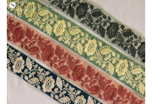 9 Yard Indian Embroidered Fabric Ribbon garment costume Sewing Crafting Dresses Trim Embroidery table home décor festive wear gown Border Wedding Dress Trimmings Cushion Covers Tape