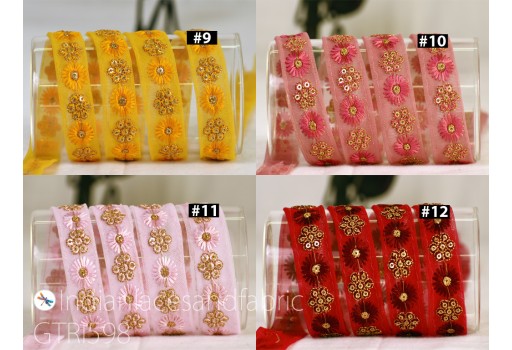 9 Yard Embroidered Fabric Trim Indian Sari Border Saree Narrow Bridal Hats Making Tapes Costume DIY Crafting Sewing Wedding Dresses Laces Curtain Ribbons Clothing Accessories