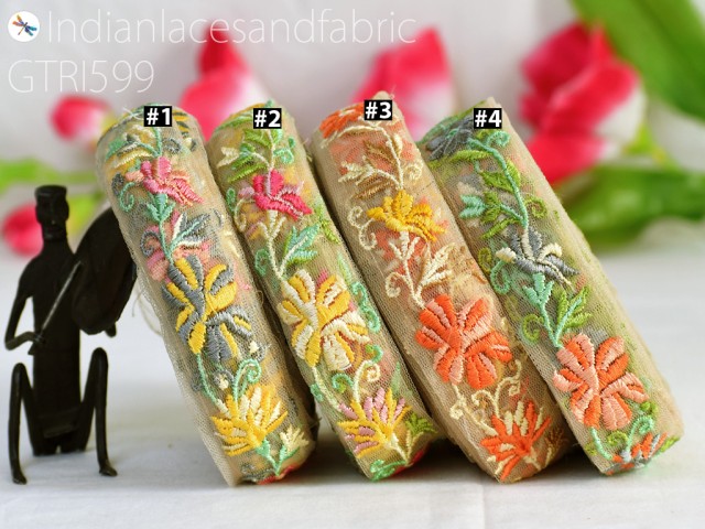 9 Yard Embroidered Fabric Sewing Trim Wedding dresses Tape Sari Ribbons DIY Crafting Border Indian Embroidery Cushions Cover Laces Home Decor Festive celebrations Occasional apparels